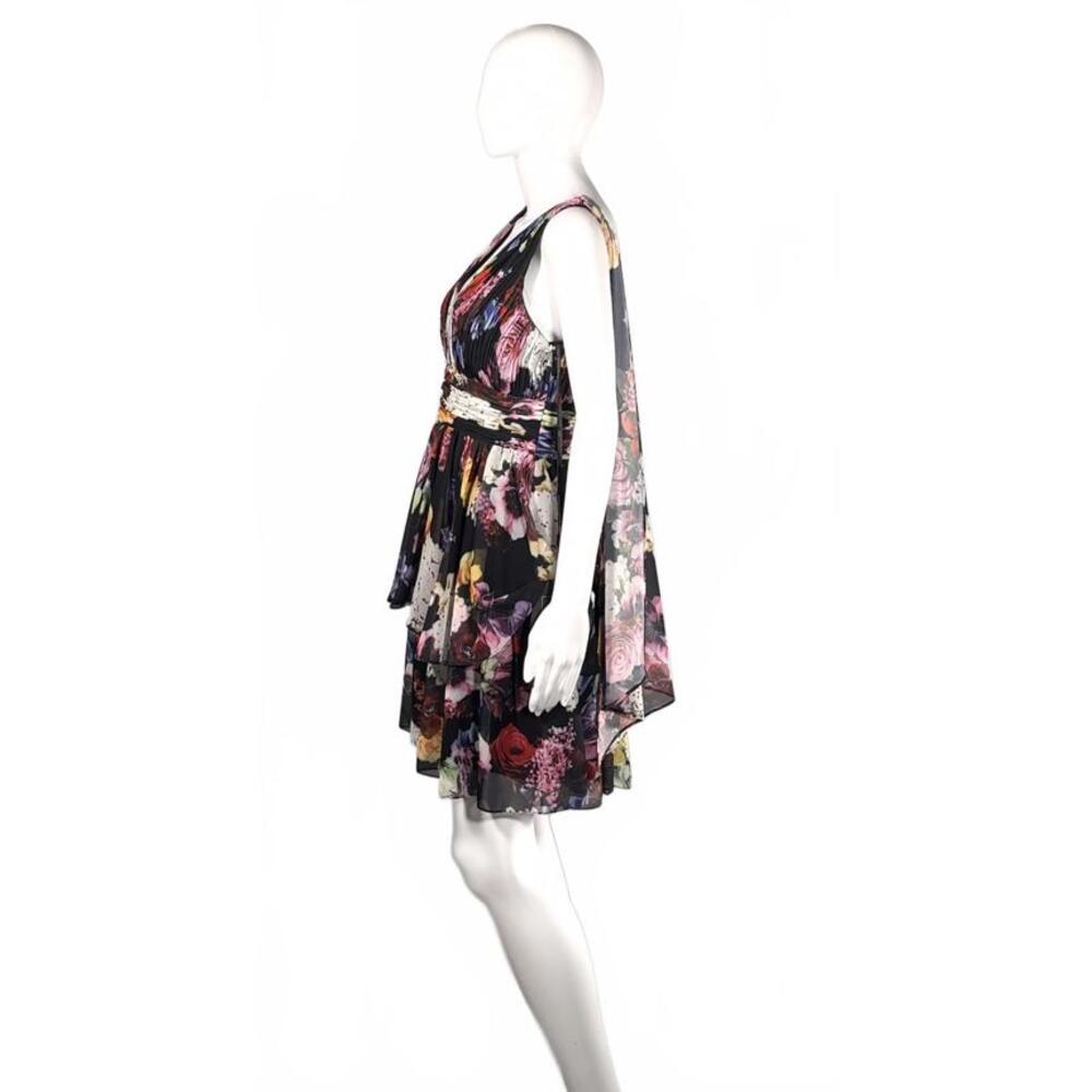 MAC DUGGAL Tiered Floral A-Line Minidress Size 6 - Picture 6 of 8